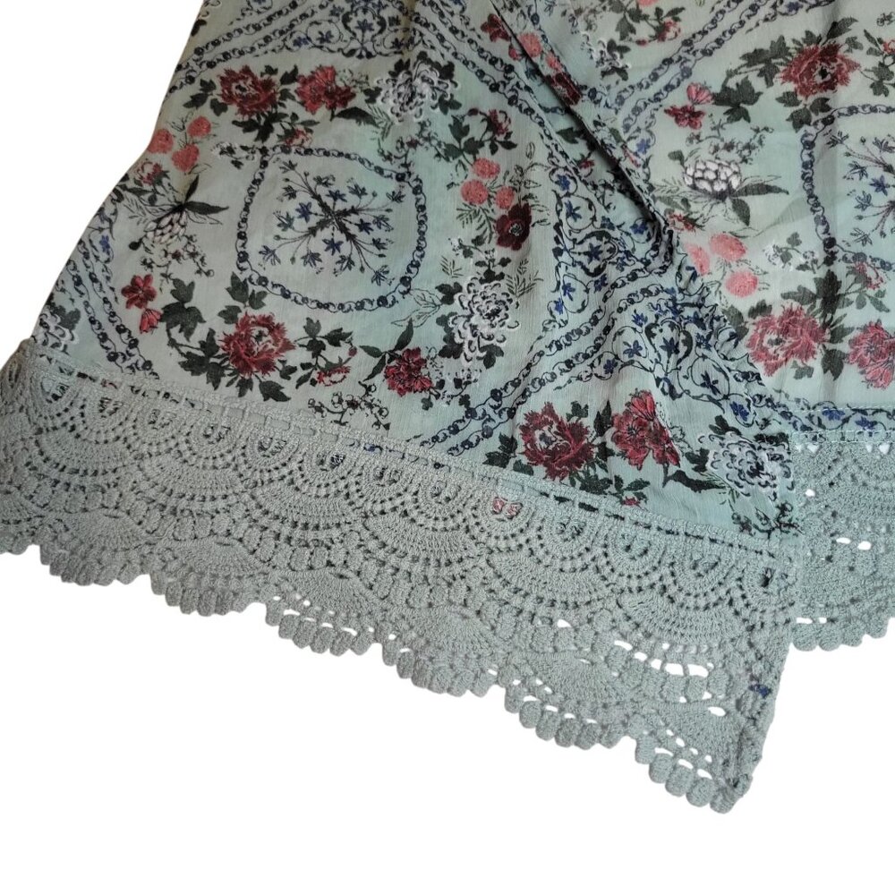 Mason & Belle Womens Lace Trim Floral Kimono Cardigan 1X Blue Polyester - Picture 4 of 6